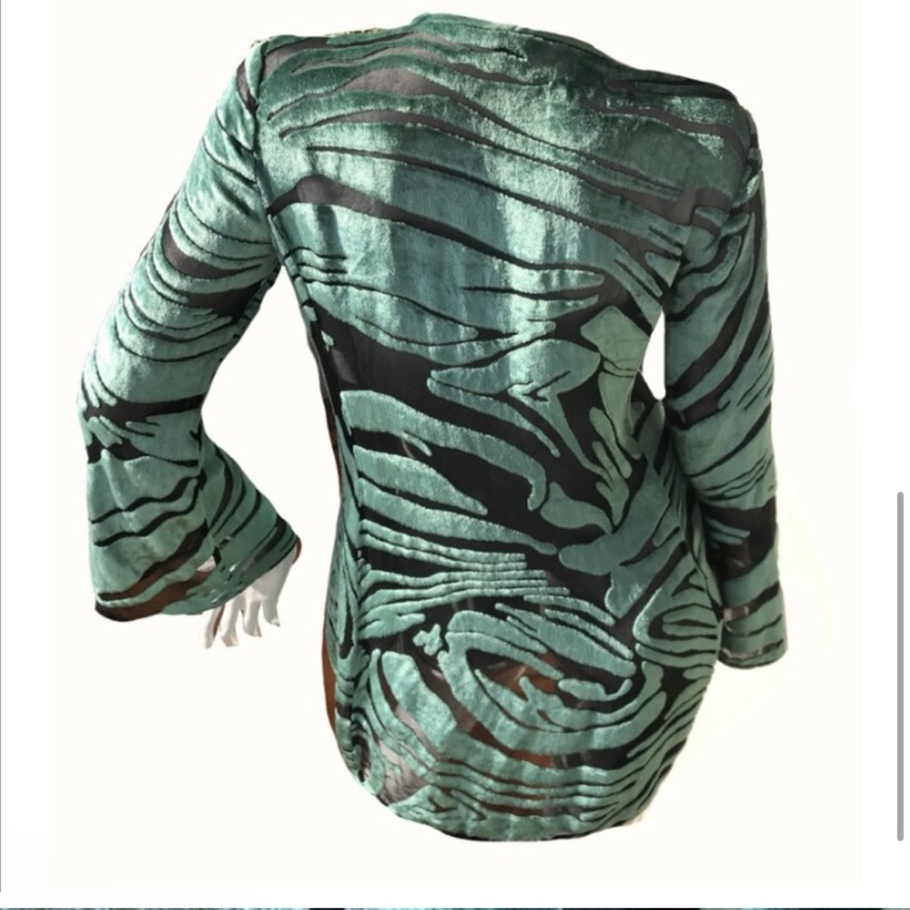 GUCCI Tom Ford HAUTE COUTURE SILK Dress Vintage SS96 Teal Zebra Runway SIZE 6 - Picture 7 of 12